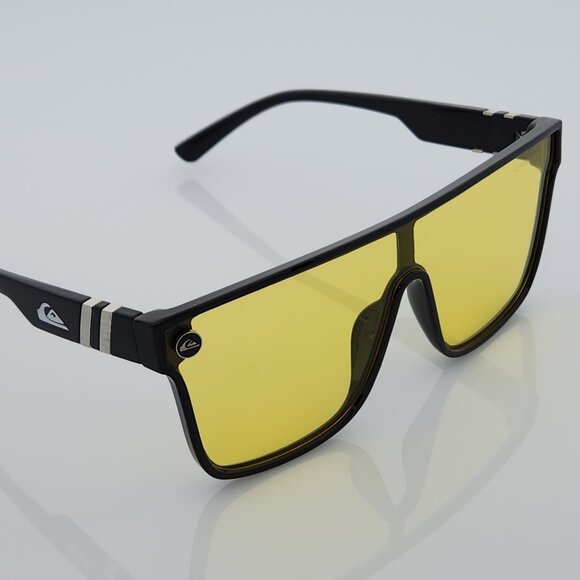Quiksilver Shield Sunglasses Black Frame Yellow Tint Night Driving Shield Q5 - Picture 4 of 12